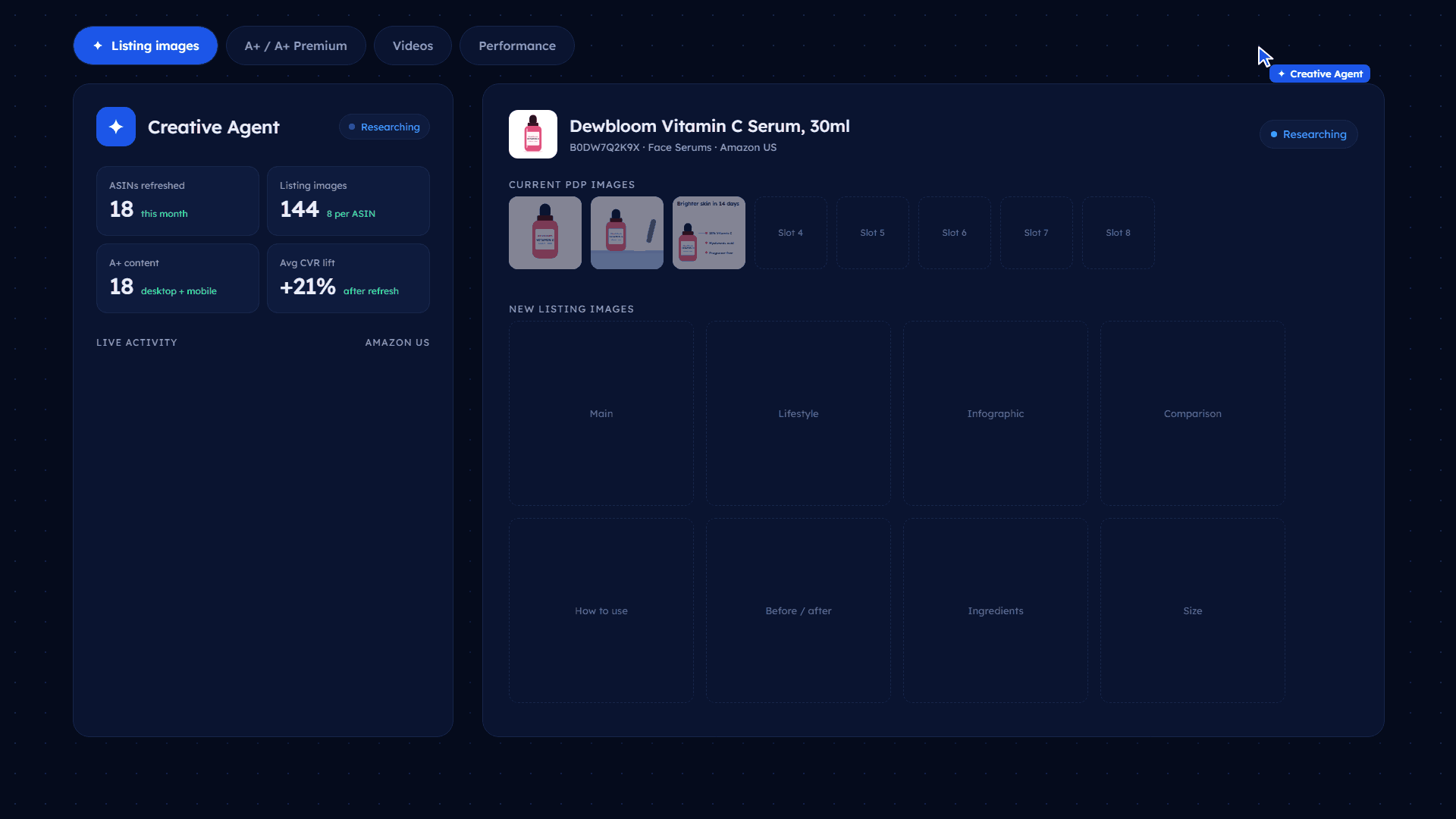 AI-generated Amazon product images and A+ content modules in Xneeti