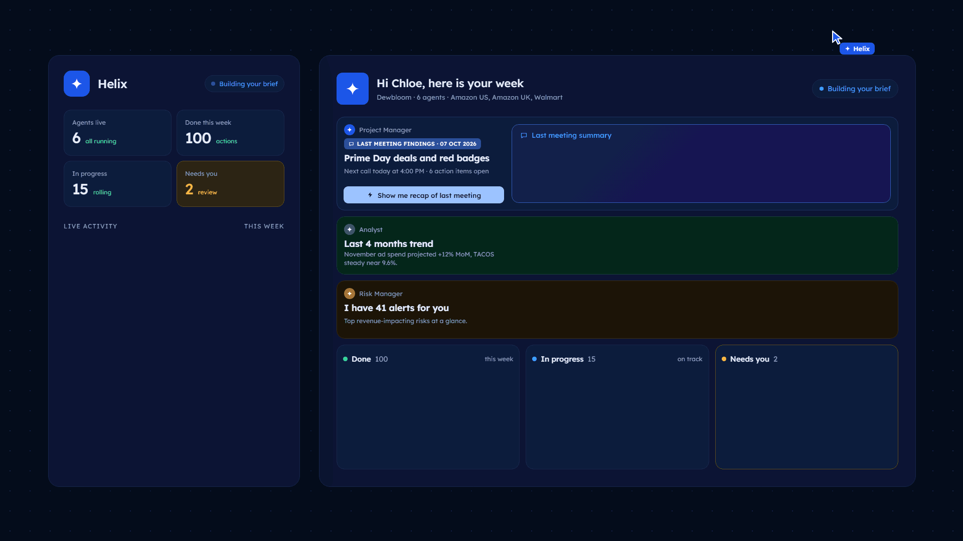 Xneeti Helix real-time action log showing every change, its timestamp and the reason behind it